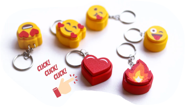 Emoji Fidget Keychains — 3D printed by Moon Studio 3D